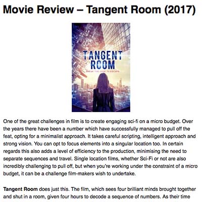 Movie Review – Tangent Room (2017)